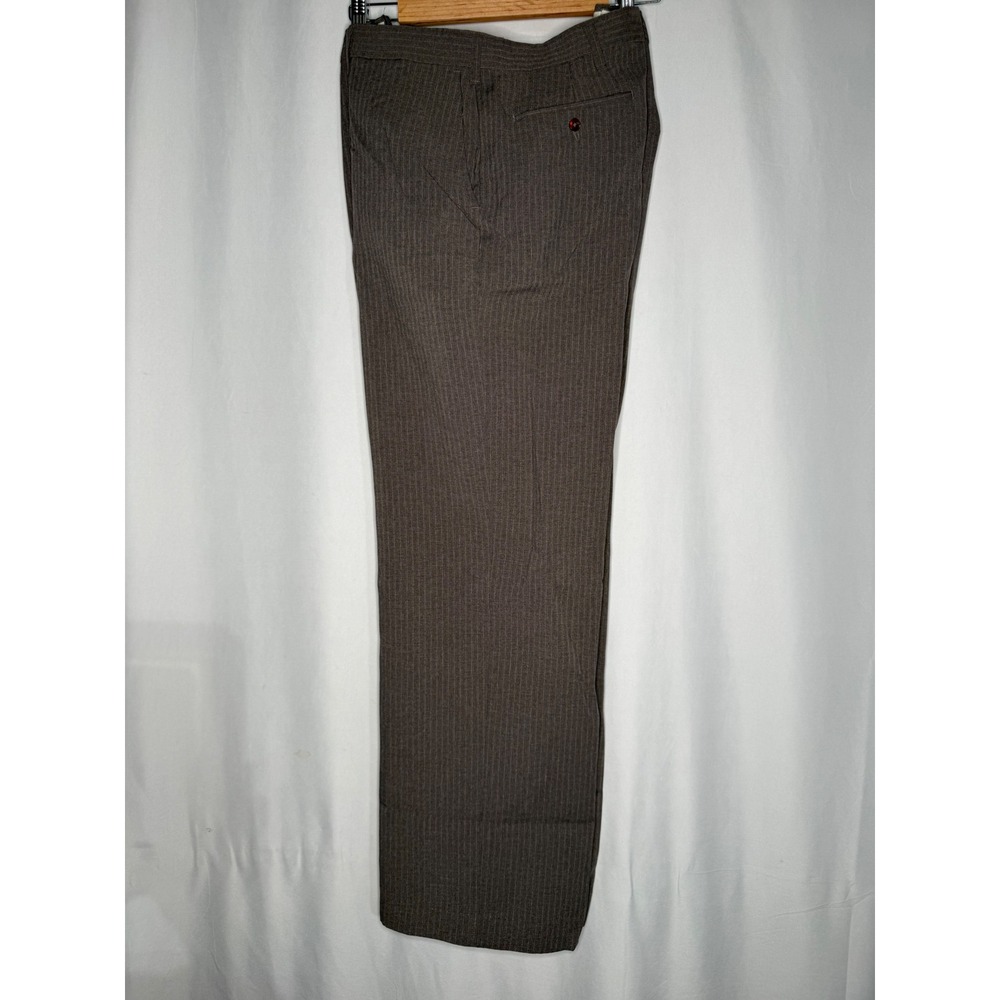 Haggar Magic Stretch Mens 38x31 Brown Blue Pinstripe Dress Pants Made in USA